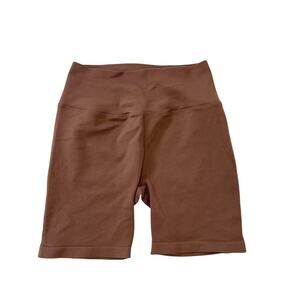 Spiritual Gangster Brown Ribbed Biker Short Size Medium Large